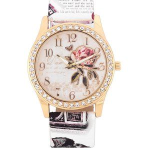 Lovely In White Sparkly Rose Watch NWT